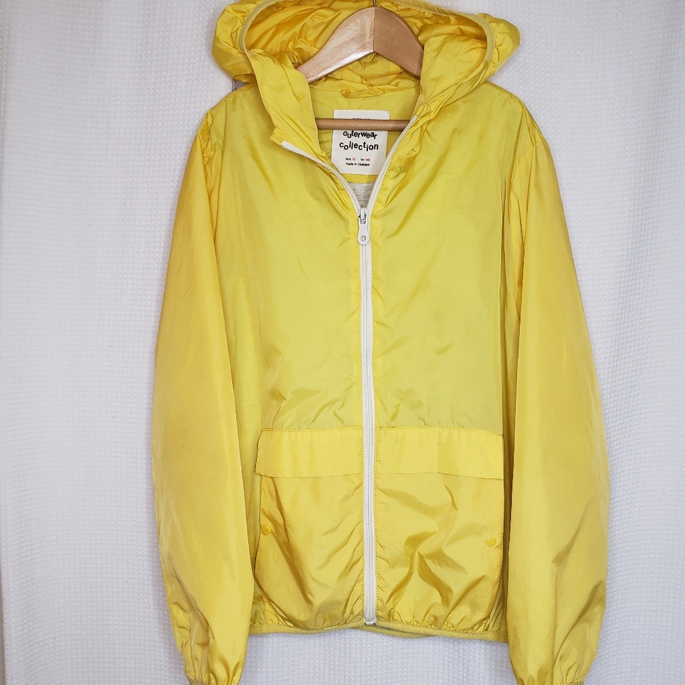 Zara Girls Size 10 Lemon Yellow Light Windbreaker Spring Summer Jacket.